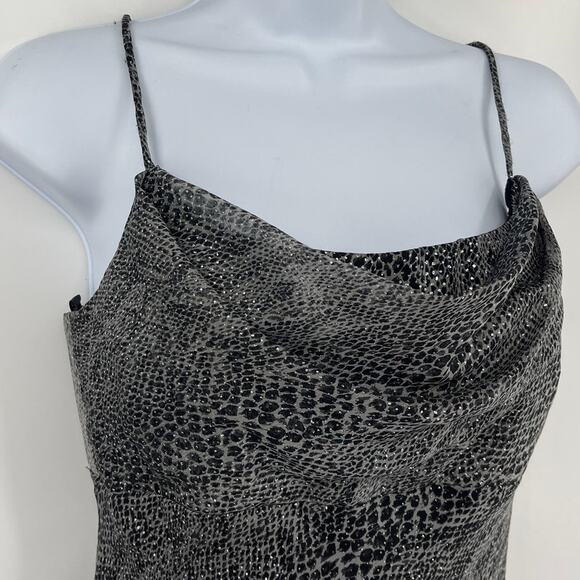 Vtg Y2K Night Way Slip Dress Sz 4 Empire Waist Glitter Cowl Mob Wife Vampy USA - Picture 2 of 11
